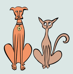 Vector image of the friendly pets