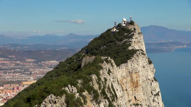 Peak of the Rock of Gibraltar with Mainland Behind