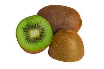 Green tropical sweet kiwi isolated on the white background