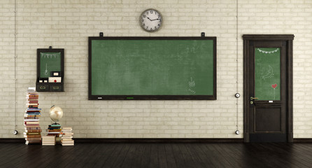 Empty retro classroom - 205434573