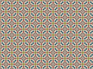 openwork pattern with a layout of felt and buttons in the form of flowers of red and blue