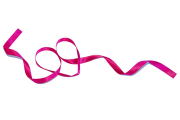 Fototapeta premium Pink heart ribbon isolated on white background.