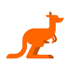 Kangaroo and bag of baby. Australia animal. Vector illustration