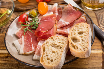 Thinly sliced German black forest ham.