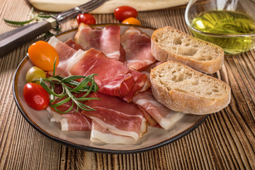 Thinly sliced German black forest ham.