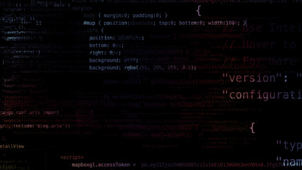 3D rendering of abstract blocks of code located in the virtual space