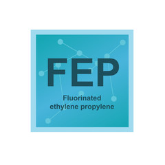 Vector symbol of Fluorinated ethylene propylene (FEP) polymer on the background from connected macromolecules