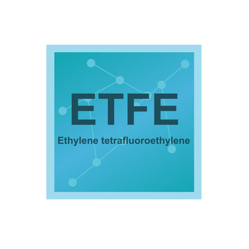 Vector symbol of Ethylene tetrafluoroethylene (ETFE) polymer on the background from connected macromolecules