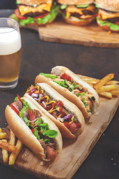 Hot Dog With a Glass of Beer