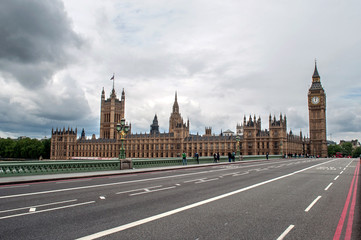 Fototapeta na wymiar The British Parliament in Westminster from the bridge - London, United Kingdom