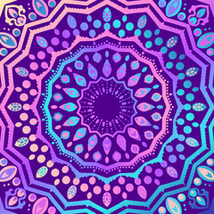 Mandala bright background. Yoga Template in acid color for banners, sites of spiritual development, posters.