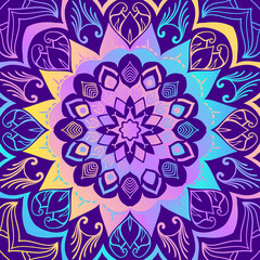 Mandala bright background. Yoga Template in acid color for banners, sites of spiritual development, posters.