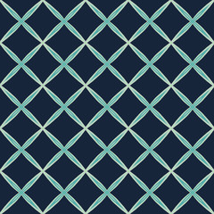 Green Geometric pattern in repeat. Fabric print. Seamless background, mosaic ornament, ethnic style. 