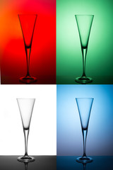 glass of champagne multi-colored background