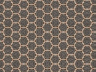 laminate on the floor in the form of a mesh pattern of repeating hexagons