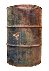 Isolated Rusty Old Barrel