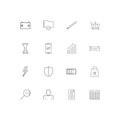Interface linear thin icons set. Outlined simple vector icons