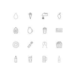 Food And Drink linear thin icons set. Outlined simple vector icons