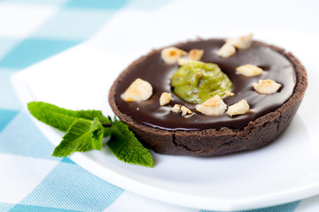 chocolate tart with pistachio