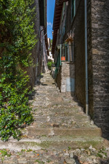 Fototapeta na wymiar alley in a small Italian village of Dervio by the Como lake