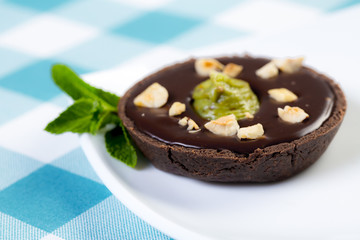 chocolate tart with pistachio