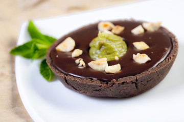 chocolate tart with pistachio