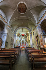 DERVIO, ITALY - APRIL 30th 2018: Indoors of the Parrocchia Prepositurale Ss.Pietro E Paolo church...