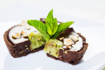 chocolate tart with pistachio