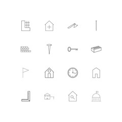 Buildings And Constructions linear thin icons set. Outlined simple vector icons