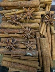 Spices and herbs in metal bowls. Food and cuisine ingredients. Colorful natural additives.