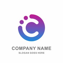 Fototapeta premium Monogram Letter C Circle Dots Digital Link Connection Technology Computer Business Company Stock Vector Logo Design Template