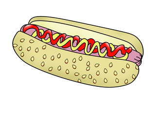 Hot dog con kepchup y mostaza 