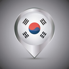 location pin with south korea flag over gray background, colorful design. vector illustration