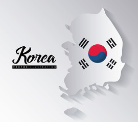 south korea design map icon over gray background, colorful design. vector illustration