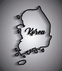 south korea design with map over gray background, vector illustration