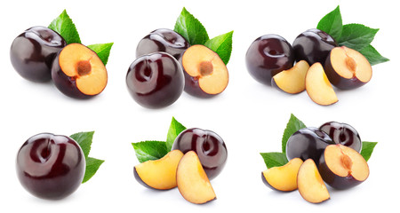 plums isolated on white