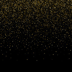Golden glitter sparkle bubbles champagne particles stars on black background, happy new year holiday concept © writerfantast