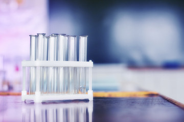 Test-tubes on blue background