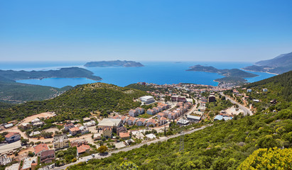 Fototapeta na wymiar panoramic view of popular resort city Kas in Turkey