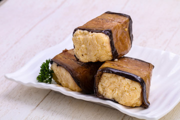 Eggplant with cheese roll