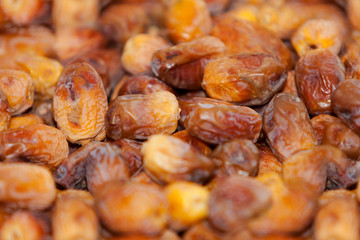 Dried dates Fruit.  fresh dates fruits background. close up dates fruits