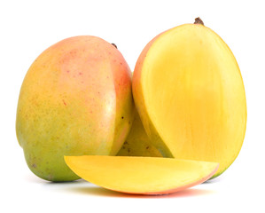 mango with slice on white