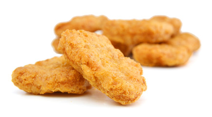 heap of chicken nuggets isolated on white background