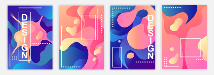 set of colored abstract posters.  template. vector illustration. design