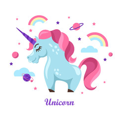 cartoon fairy unicorn. cute. childish. Vector illustration