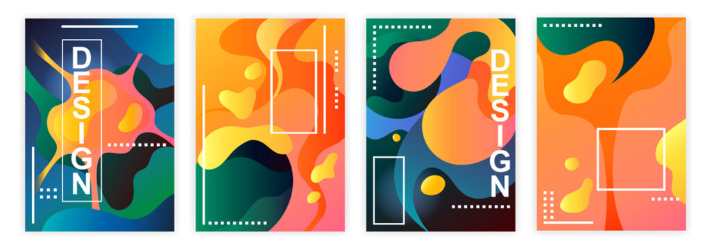set of colored abstract posters.  template. vector illustration. design