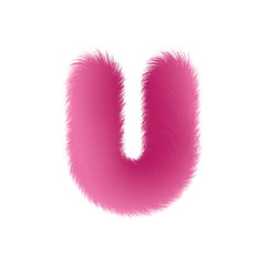 High Quality 3D Shaggy Letter U on White Background . Isolated Vector Element © treter