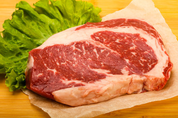Rib eye raw steak