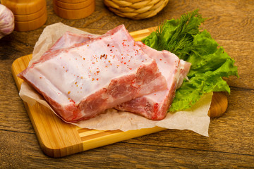 Raw pork ribs