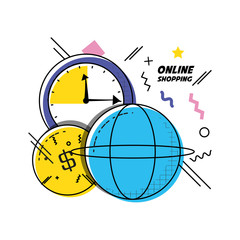 Fototapeta premium shopping online pop art set icons vector illustration design